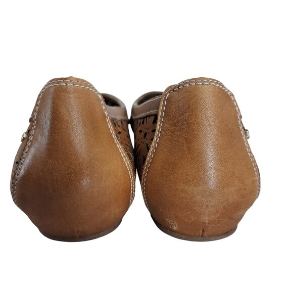 Pikolinos Alcoi Brown Leather Cutout Ballet Flats Size 40 US 9-9.5 Tan Floral - Picture 5 of 12